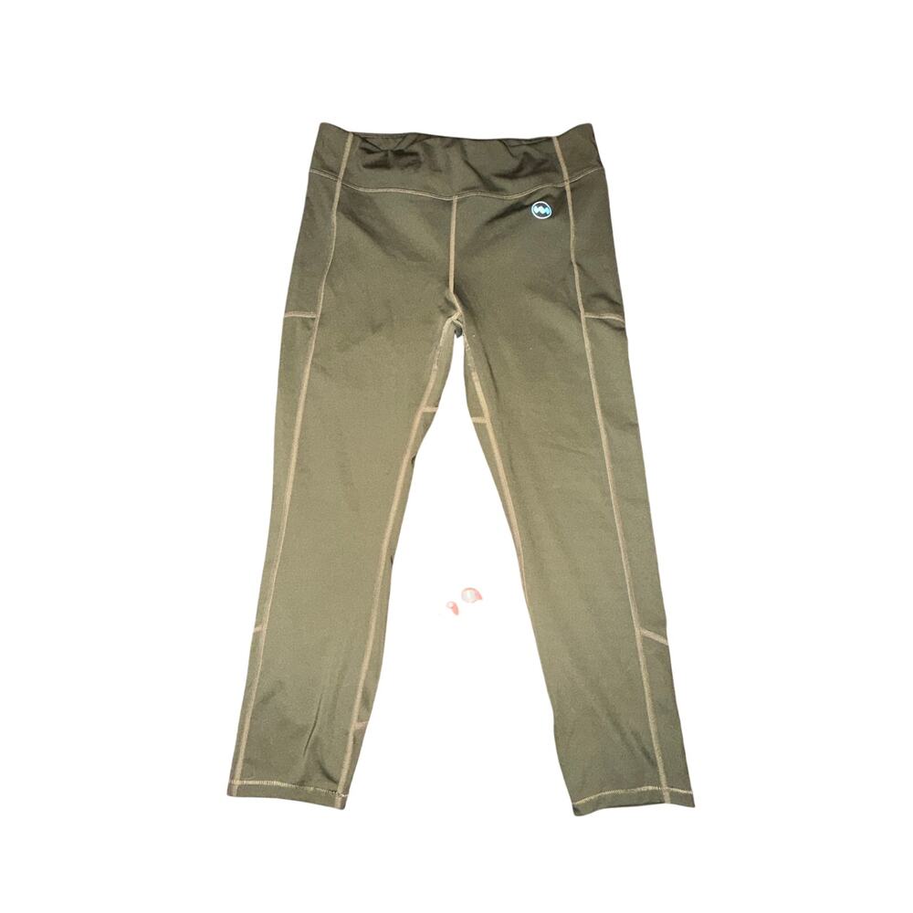 Janji Run For Clean H2O Cropped Leggings Women's Size XL Olive Green Performance